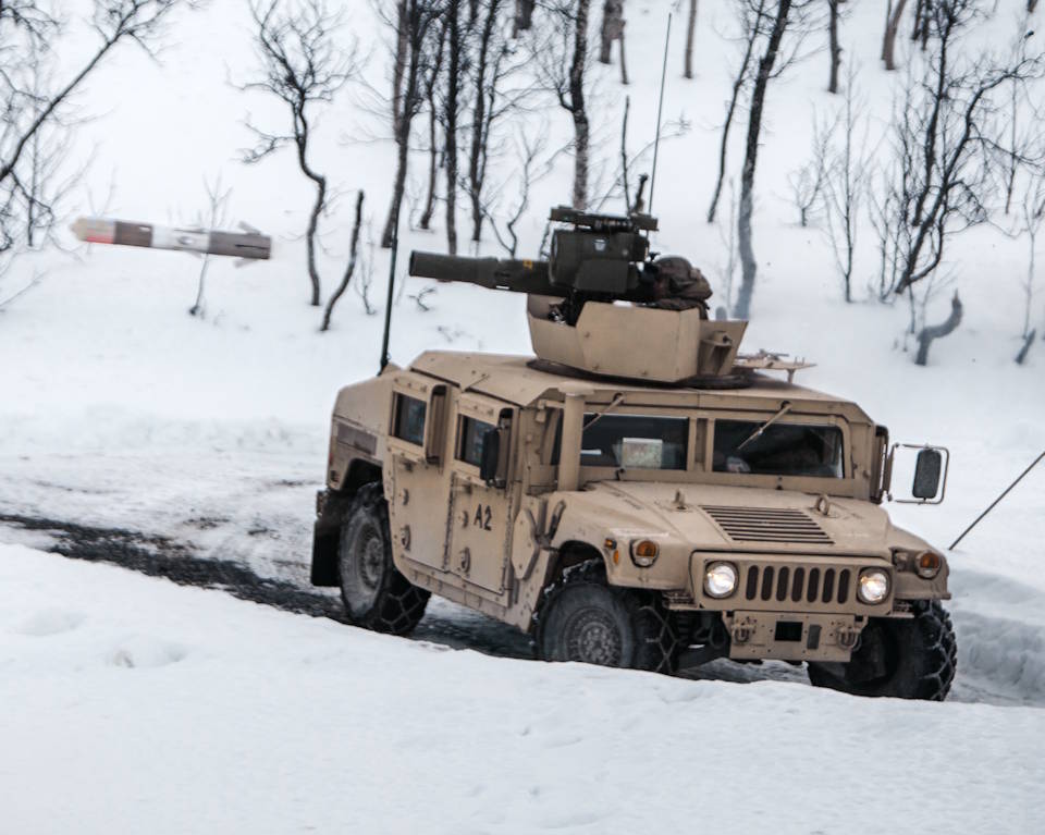 U.S. Marines with Marine Rotational Force Europe 21.1 (MRF-E), Marine Forces Europe and Africa, fire a TOW missile system during a company live-fire attack as part of Exercise Arctic Littoral Strike in Blåtind, Norway, March 29, 2021. MRF-E focuses on regional engagements throughout Europe by conducting various exercises, arctic cold-weather and mountain warfare training, and military-to-military engagements, which enhance overall interoperability of the U.S. Marine Corps with allies and partners. (U.S. Marine Corps photo by Cpl. Patrick King)